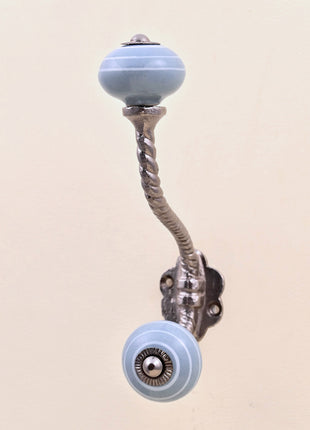 Grey Striped Ceramic Knob With Metal Wall Hanger