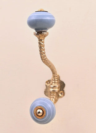 Grey Striped Ceramic Knob With Metal Wall Hanger