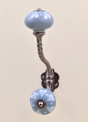 Heart Pattern on Grey Ceramic Knob With Metal Wall Hanger