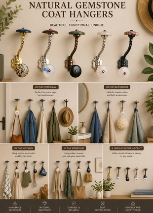 Assorted Handmade Natural Gemstone Design Coat Hanger