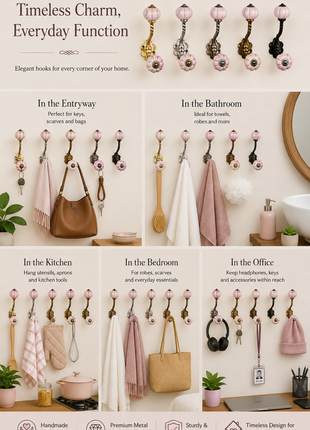 Unique Rustic Pink Knob With Metal Wall Hanger