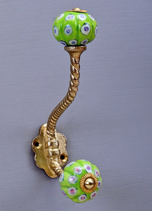 Lime Green Cabinet Knob With Metal Wall Hanger