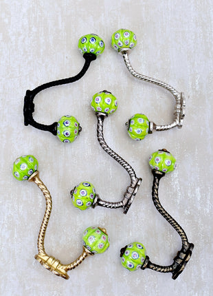 Lime Green Cabinet Knob With Metal Wall Hanger