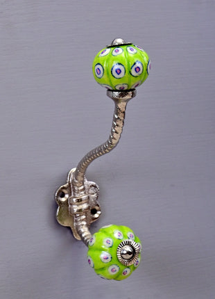 Lime Green Cabinet Knob With Metal Wall Hanger