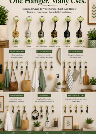 Green And White Knob With Metal Wall Hanger