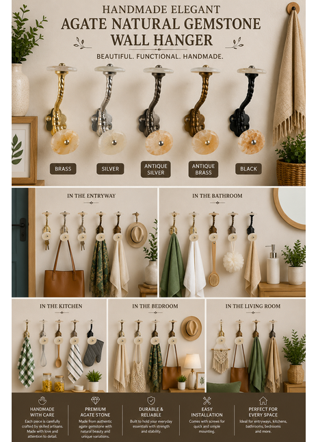 Elegant Agate Natural Gemstone Wall Hanger