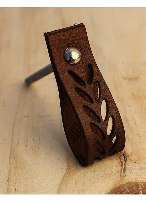 Brown Leafy Design Leather knobs