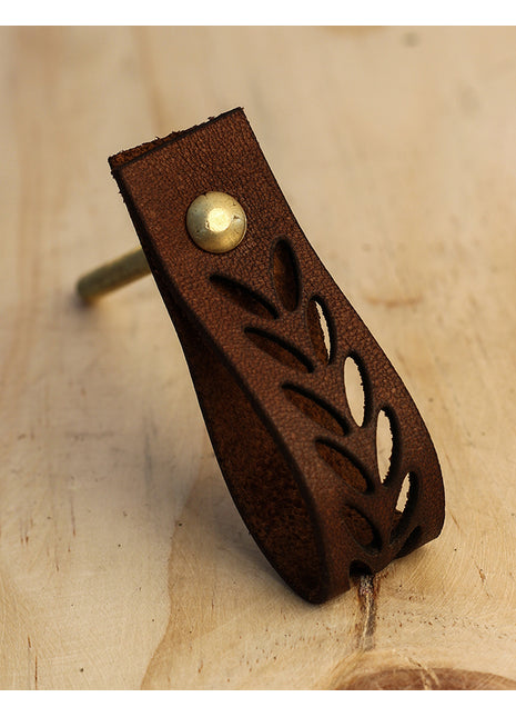 Brown Leafy Design Leather knobs