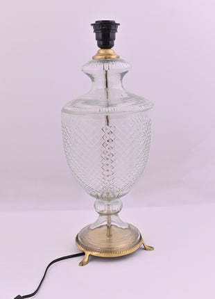 Antique Brass & Diamond-Cut Glass Urn Table Lamp