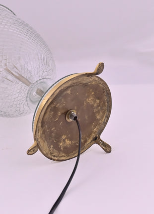 Antique Brass & Diamond-Cut Glass Urn Table Lamp