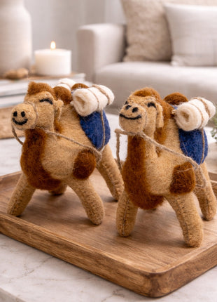 Wool Felt Decorative Camel – Handmade Artisan Home Decor ( 1 Pair)