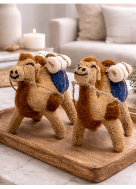 Wool Felt Decorative Camel – Handmade Artisan Home Decor ( 1 Pair)