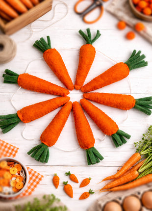 Wool Felt Easter Carrot Garland – Handmade Spring Bunny Decor