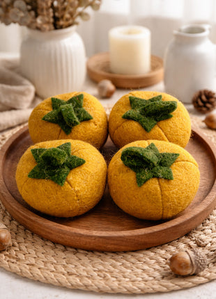 Wool Felt Pumpkin Halloween Decor 4 Inch – Handmade Fall (Set Of Four)
