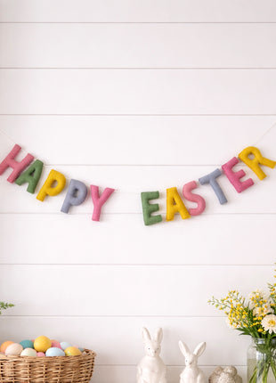 Happy Easter Wool Felt Garland with 8–10 cm Letters