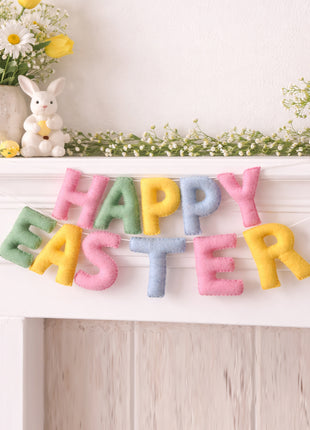 Happy Easter Wool Felt Garland with 8–10 cm Letters