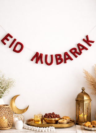 Eid Mubarak Wool Felt Garland with 8–10 cm Letters