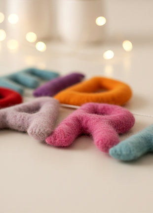 Eid Mubarak Wool Felt Garland with 8–10 cm Multicolor Letters