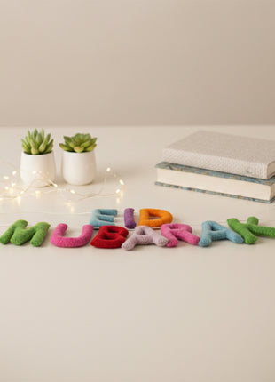 Eid Mubarak Wool Felt Garland with 8–10 cm Multicolor Letters