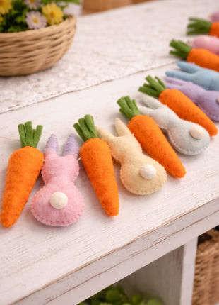Easter Carrot & Rabbit Garland – Rustic Spring Bunny Home Decor 01