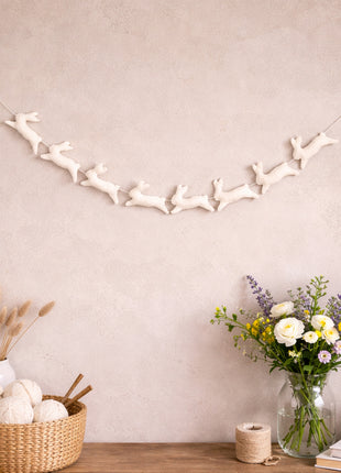 Handmade Wool Felt Bunny Garland –  Easter and Spring Home Decor