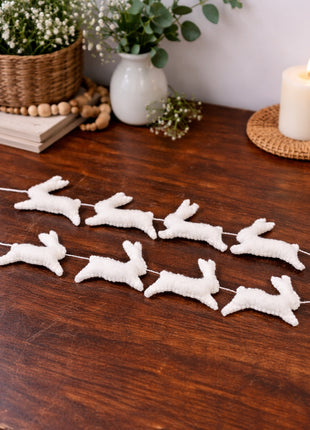 Handmade Wool Felt Bunny Garland –  Easter and Spring Home Decor