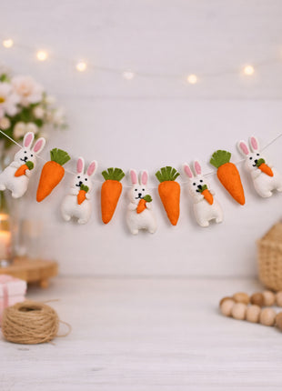 Rabbit or Carrot Wool Felt Garland  Home Decor