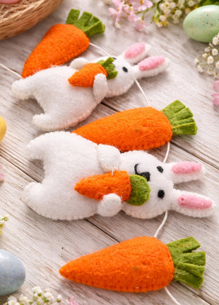 Rabbit or Carrot Wool Felt Garland  Home Decor