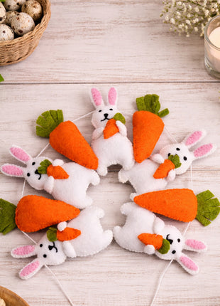 Rabbit or Carrot Wool Felt Garland  Home Decor