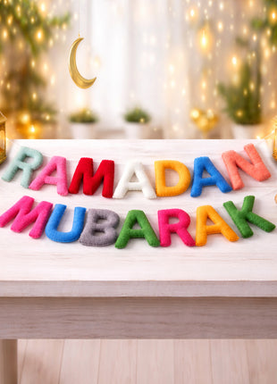 Ramadan Mubarak Wool Felt Garland with 8–10 cm Letters