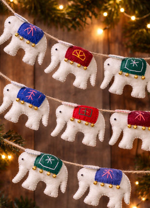 Elephant Wool Felt Garland – Handmade Nursery & Party Decor Banner