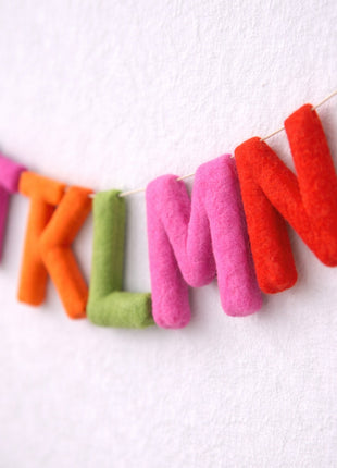 A to Z Alphabets Wool Felt Garland with 8–10 cm White Letters