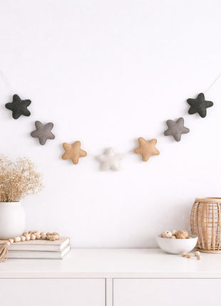 Star Wool Felt Garland – Handmade Celestial Home Décor Banner