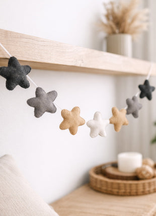 Star Wool Felt Garland – Handmade Celestial Home Décor Banner