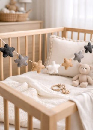 Star Wool Felt Garland – Handmade Celestial Home Décor Banner