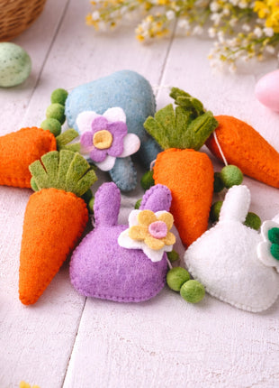 Easter Carrot & Bunny Garland – 4 Ft Rustic Spring Décor