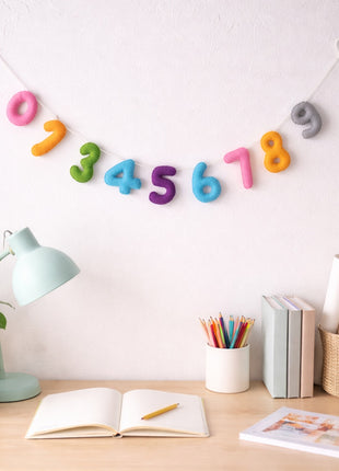 0–9 Numbers Wool Felt Garland – 8–10 cm Handmade Educational & Celebration Banner