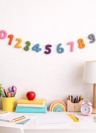 0–9 Numbers Wool Felt Garland – 8–10 cm Handmade Educational & Celebration Banner