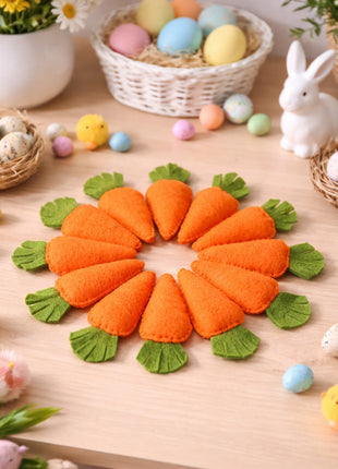 Carrot Set Wool Felt – 8–10 cm Handmade Spring & Easter Décor