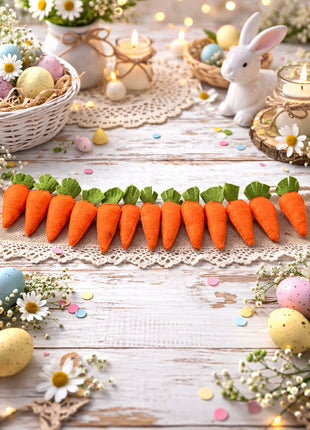 Carrot Set Wool Felt – 8–10 cm Handmade Spring & Easter Décor