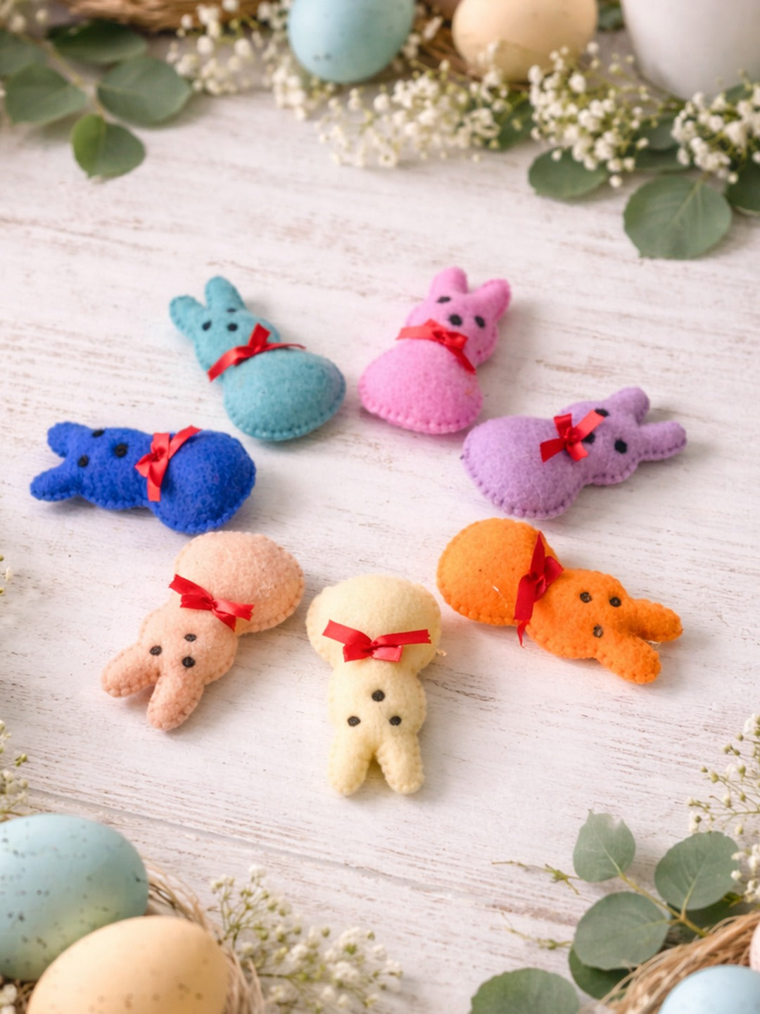 Rabbit Bunny Face Set Wool Felt – 8–10 cm Handmade Décor – KNOBCO