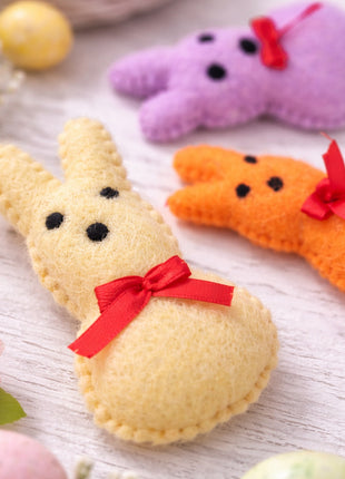 Rabbit Bunny Face Set Wool Felt – 8–10 cm Handmade Décor