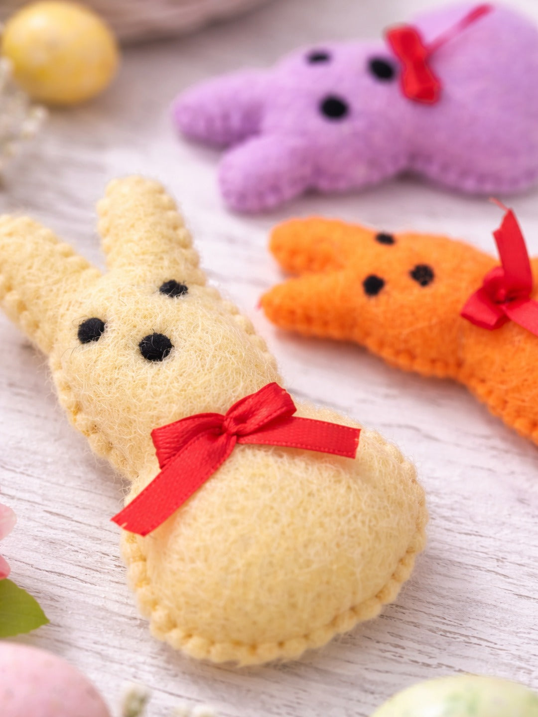 Rabbit Bunny Face Set Wool Felt – 8–10 cm Handmade Décor – KNOBCO