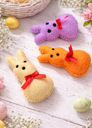 Rabbit Bunny Face Set Wool Felt – 8–10 cm Handmade Décor