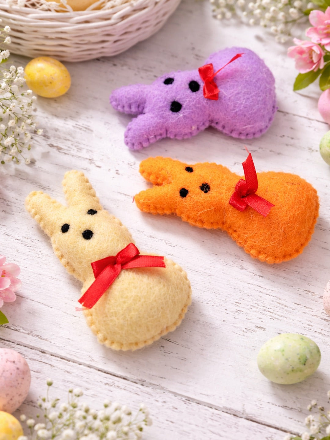 Rabbit Bunny Face Set Wool Felt – 8–10 cm Handmade Décor – KNOBCO