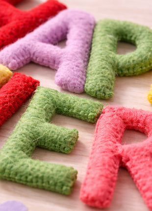 Happy Anniversary Wool Felt Garland – 8–10 cm Multicolor Letters