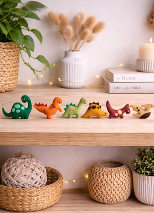 Dinosaur Set Wool Felt – 14–15 cm Handmade Décor
