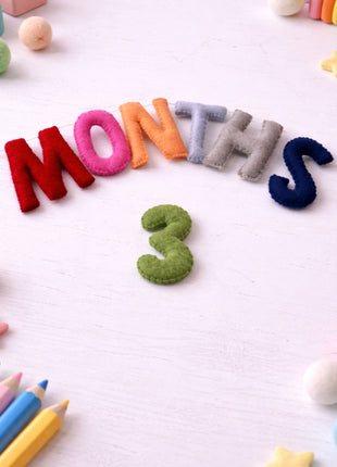 1-12 Numbers & Months Wool Felt Garland – 8–10 cm Multicolor Letters