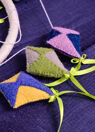 Handmade Wool Felt Baby Crib Mobile – Cloud & Kite Nursery Hanging Decor for Kids Room