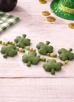 Handmade Wool Felt Shamrock Garland – St. Patrick’s Day Clover Decoration Banner